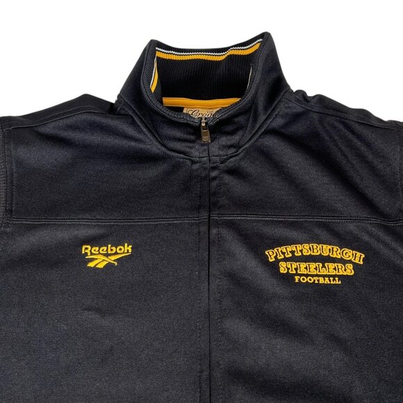 Vintage Reebok Mens Black Pittsburgh Steelers NFL Full Zip Jacket Size Medium - Picture 5 of 16